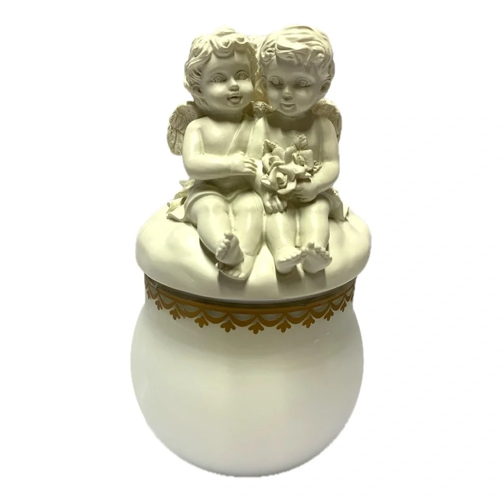 Avon Vintage Cherub Angel Candle Jar Collectible Romantic Decor